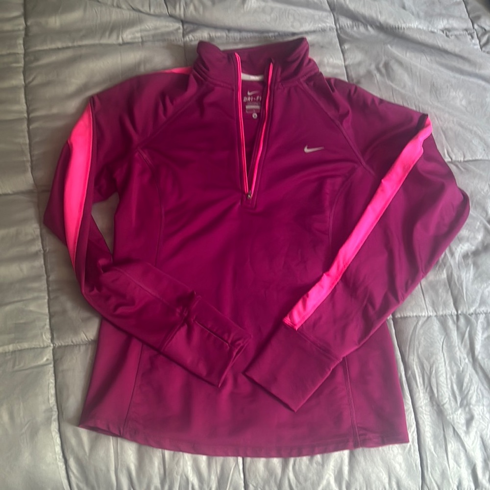 Nike Pink and Purple Quarter-Zip Pullover